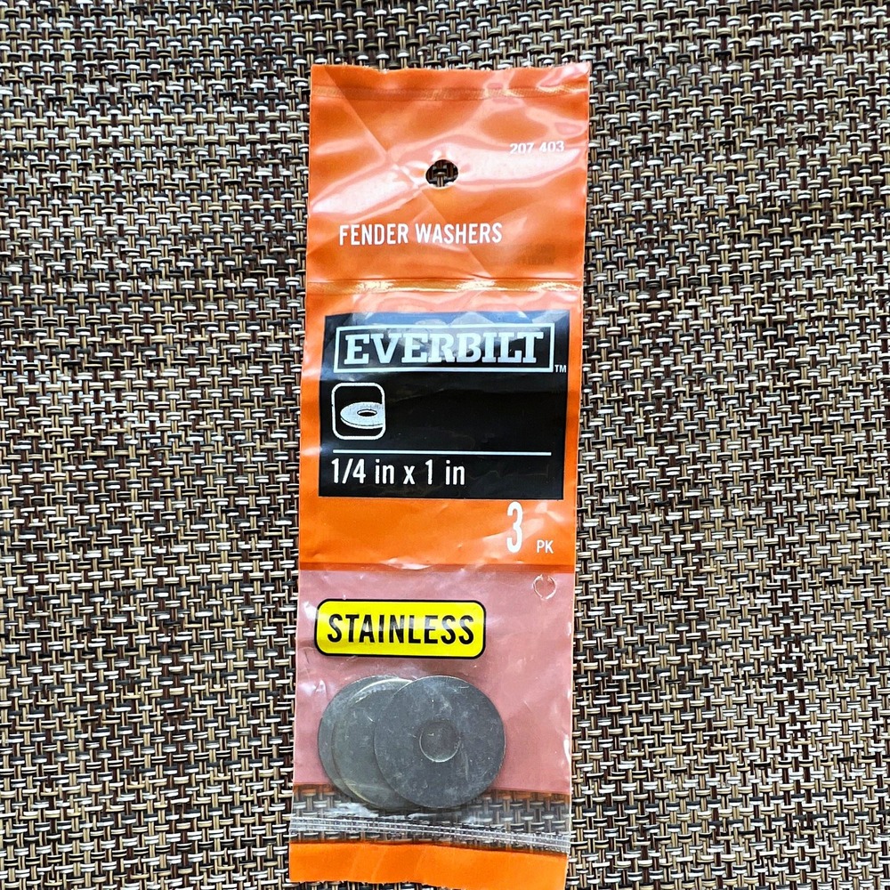 Everbilt Stainless Steel Fender Washers 1/4 in Hole x 1 in OD, 3 Pack